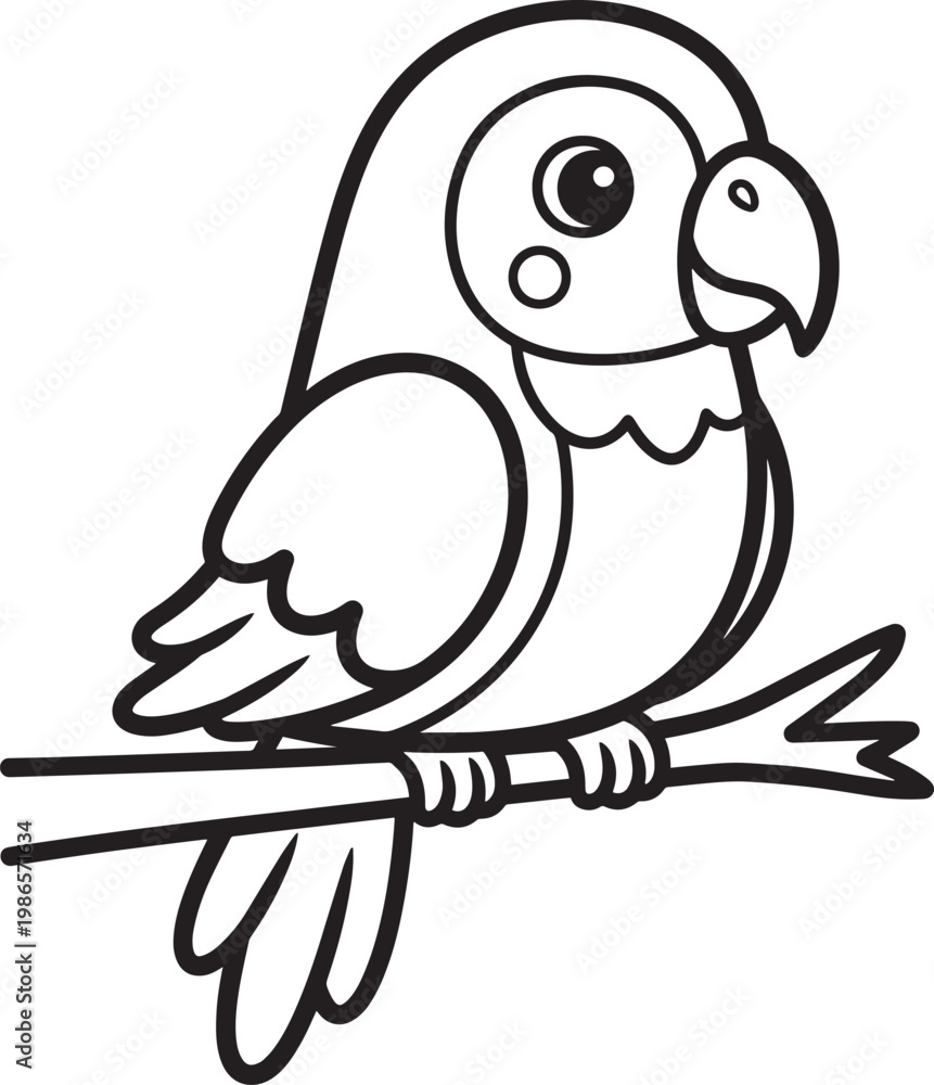 Fototapeta premium cute cartoon parrot holding pencil vector illustration flat design
