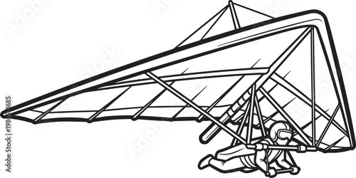 hang glider pilot soaring over mountains vector illustration