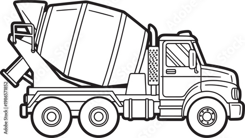 cement mixer truck delivering construction material vector illustration