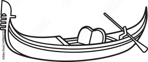 traditional venetian gondola boat flat design vector illustration