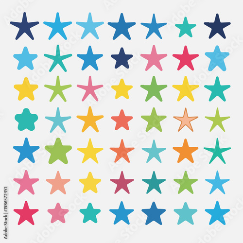 A colorful array of 40 star shapes