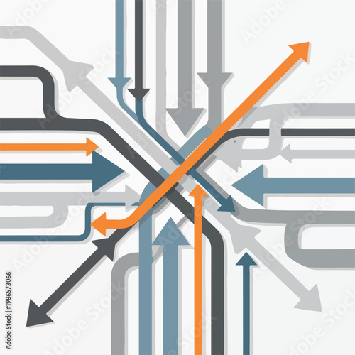 A colorful array of arrows pointing in various directions