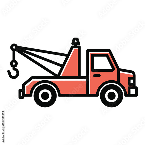 Tow truck with hook and boom isolated on transparent background icon