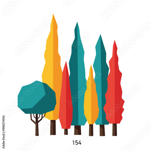 A colorful illustration of trees