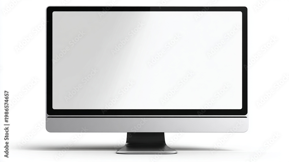 Fototapeta premium Modern desktop computer monitor with blank screen isolated on white background.