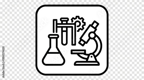 Science laboratory equipment icon illustration.