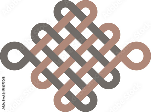 Korean Traditional Knot Ornament Vector Icon Set, Minimalist Line Art Symbols for Design