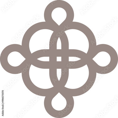 Korean Traditional Knot Ornament Vector Icon Set, Minimalist Line Art Symbols for Design