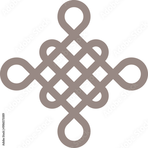 Korean Traditional Knot Ornament Vector Icon Set, Minimalist Line Art Symbols for Design