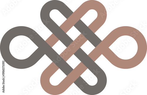Korean Traditional Knot Ornament Vector Icon Set, Minimalist Line Art Symbols for Design