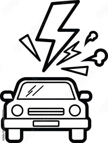 Car with lightning bolt and explosion