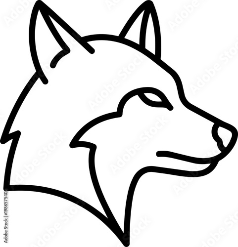 Minimal Wolf Head Line Art Silhouette.