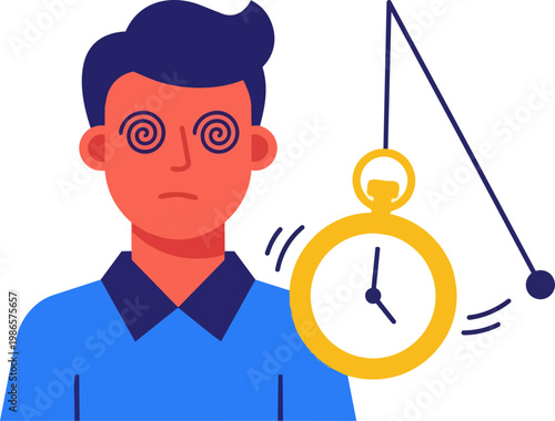 Hypnotized Man Under Clock Trance.