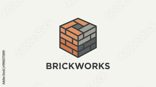 Brick Cube Brickwork Logo Representation.