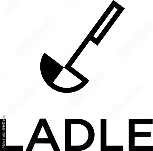 Ladle Utensil Icon Silhouette Design.