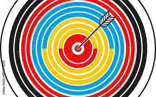 Archery Target Bullseye with Arrow.