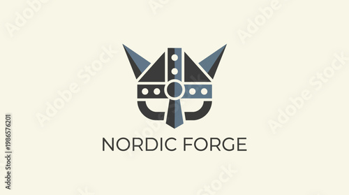 Nordic Forge Logo Emblem Helmet Viking.