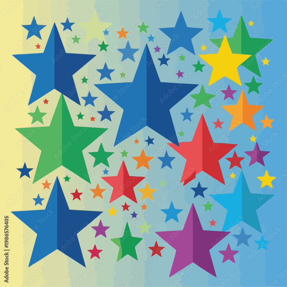 Obraz premium A colorful illustration of various sized stars