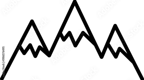 Mountain Range Silhouette With Peaks.
