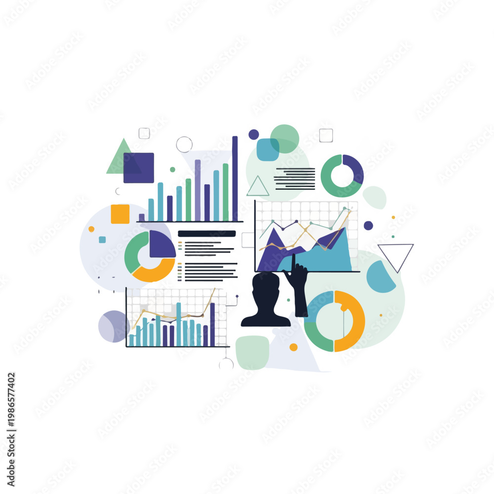 Obraz premium A colorful infographic with a person and various charts