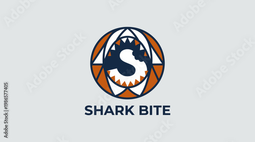 Shark Bite logo emblem in circular ocean design.