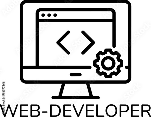 Web Developer Icon With Code Brackets.