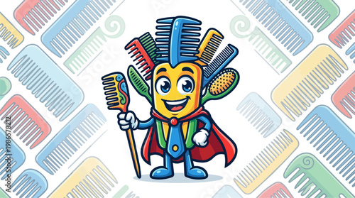Cartoon Toothbrush Mascot With Cape.