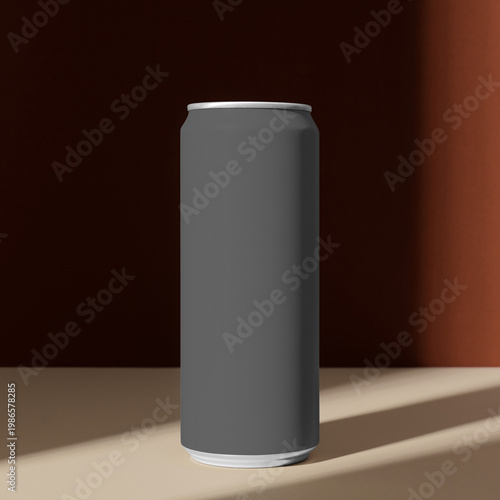 Tableau sur toile Minimalist sleek gray beverage can, suitable as mockup