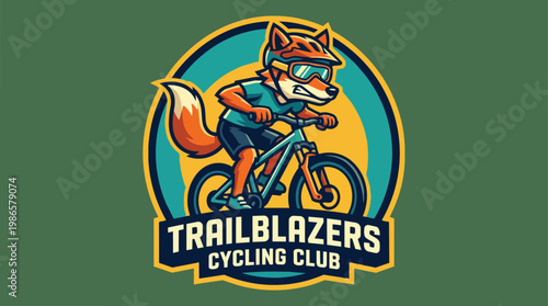 Trailblazers Cycling Club Logo With Fox On Bicycle.