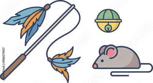 Cartoon Mouse Illustration In Playful Scene.
