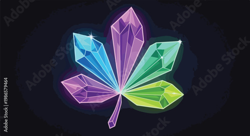 A colorful leaf made of crystals