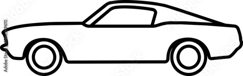 Car Shape Illustration Classic Line Art.