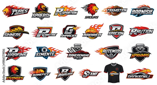 Collection of Modern Sport Team Logos and T-shirt Design.