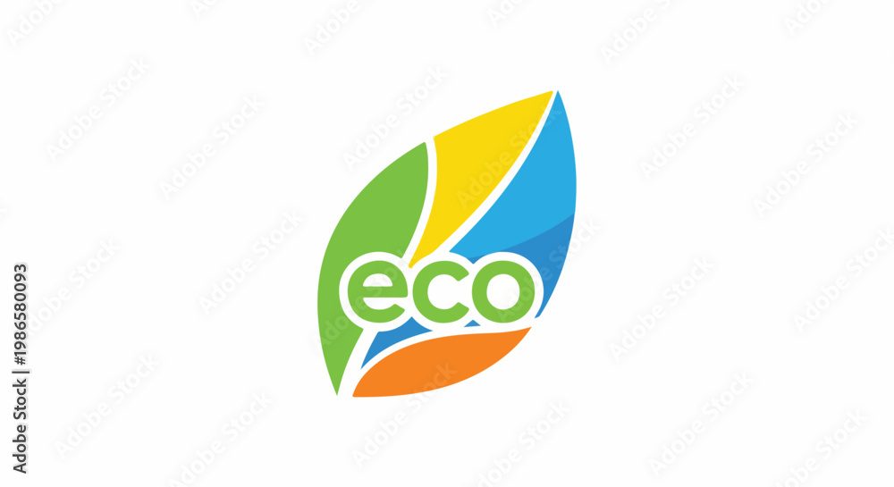 Obraz premium A colorful leaf-shaped eco logo