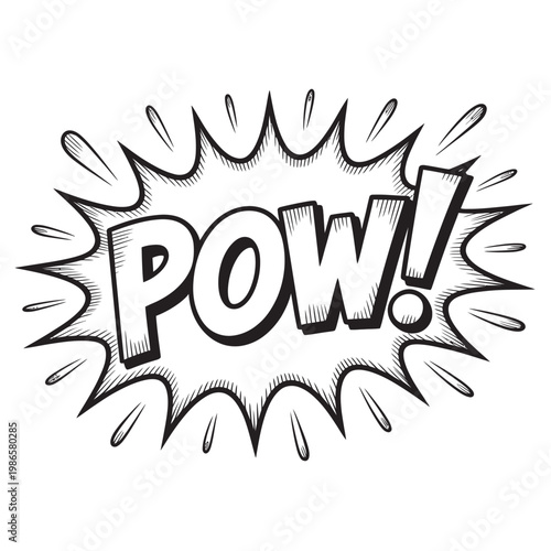 Comic cartoon pow expression, pop art bubble for speech with text.