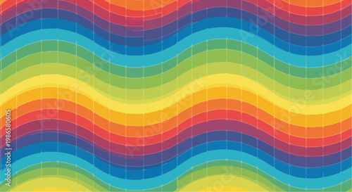 A colorful mosaic pattern of wavy lines