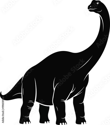 black silhouette of a brontosaurus dinosaur, simple illustration
