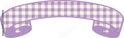Ribbon Frame -5- Gingham Check - purple, isolated on white background