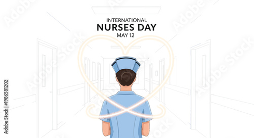 International nurses day illustration with a nurse and heart design