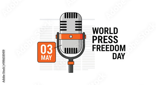 World press freedom day commemorated with a vintage microphone illustration