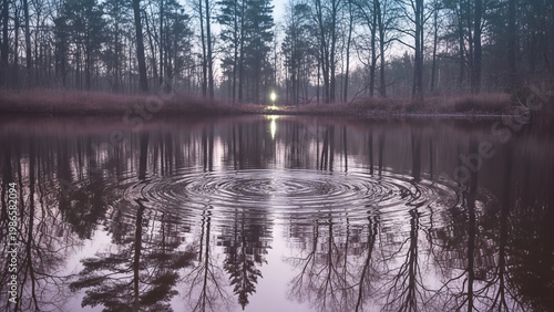 水面に映る森のイメージ