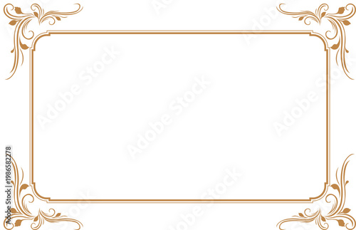 Elements of ornate vintage frames. Border gold on white classic calligraphy swirls, floral motifs. Design print for greeting cards, wedding invitations, restaurant menu, royal certificates. Set 143
