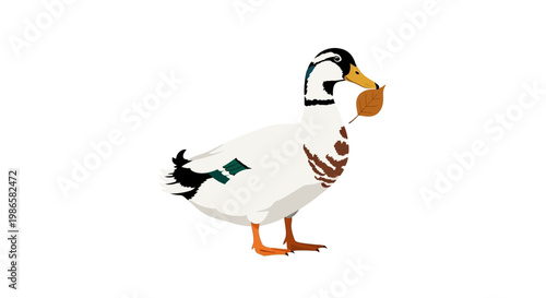 Colorful Cartoon Duck Side View.