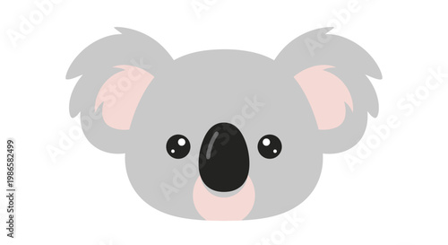 Photography Cute Koala Face Closeup Illustration.