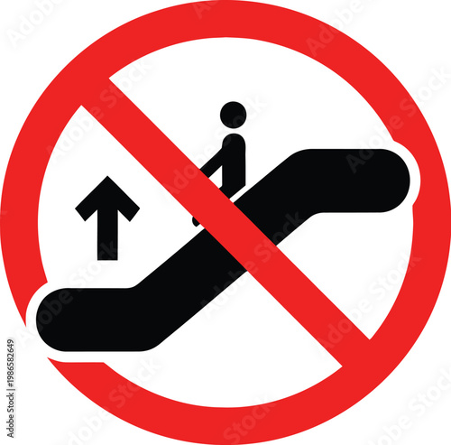 No walking up the escalator sign