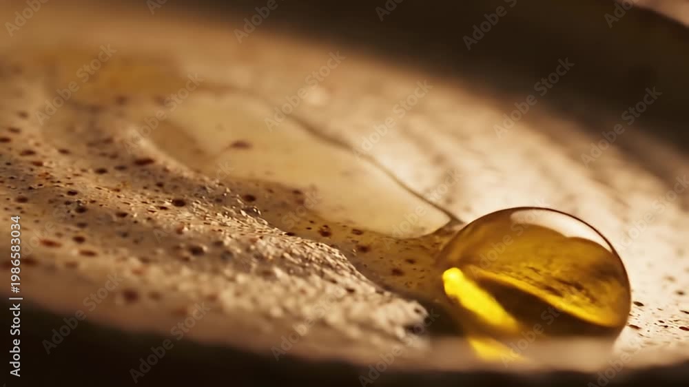 custom made wallpaper toronto digitalGolden viscous liquid drop on creamy textured surface close-up