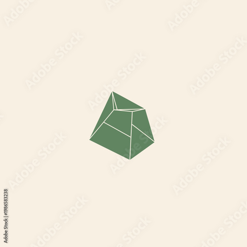 Geometric Green Crystal Abstract Shape Minimalist Design.