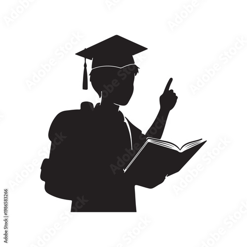 Cartoon student silhouette vector flat illustration design.Adobe Illustrator Artwork