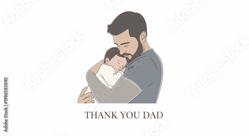 Father Holding Baby Son with "Thank You Dad" Text
