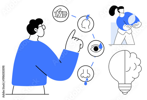 Obraz na plátne Cognitive science, sensory perception, mental health, idea generation, communication, environmental care